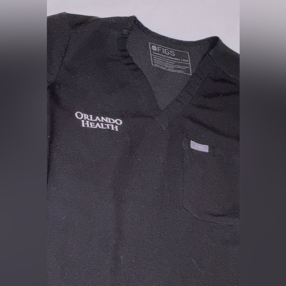 Figs customized Orlando health black scrub top one packet Catrina XXS - Picture 1 of 5